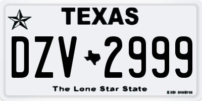 TX license plate DZV2999