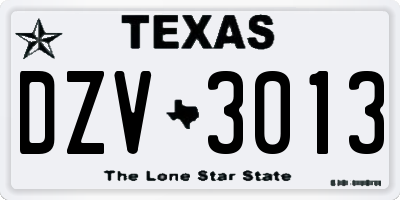 TX license plate DZV3013