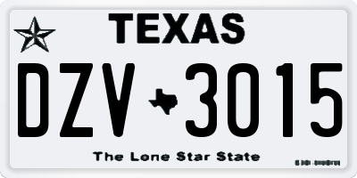 TX license plate DZV3015