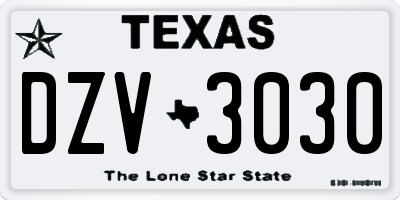 TX license plate DZV3030