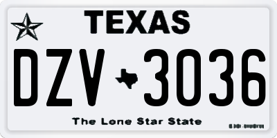 TX license plate DZV3036