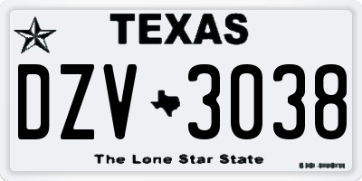 TX license plate DZV3038