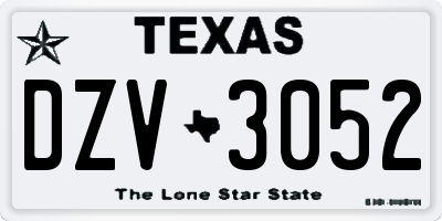 TX license plate DZV3052