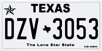 TX license plate DZV3053