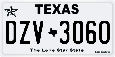 TX license plate DZV3060