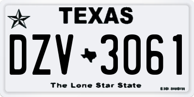 TX license plate DZV3061