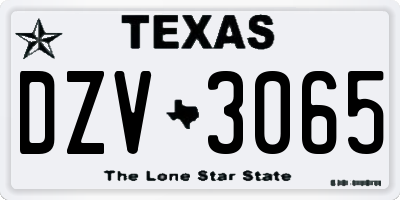 TX license plate DZV3065
