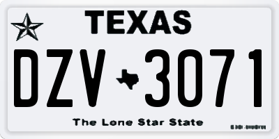TX license plate DZV3071