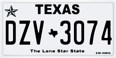 TX license plate DZV3074