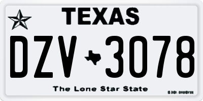 TX license plate DZV3078