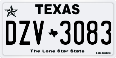 TX license plate DZV3083