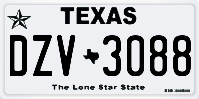 TX license plate DZV3088