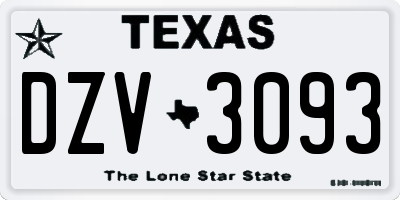 TX license plate DZV3093