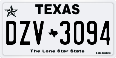 TX license plate DZV3094