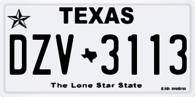 TX license plate DZV3113