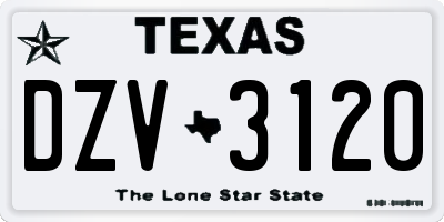 TX license plate DZV3120