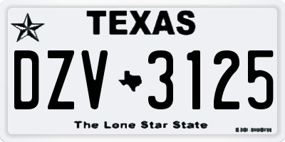 TX license plate DZV3125