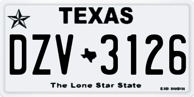 TX license plate DZV3126