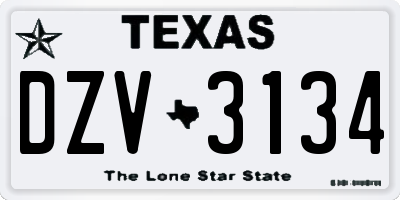 TX license plate DZV3134