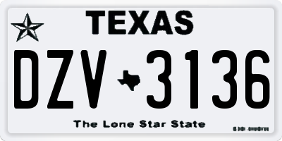 TX license plate DZV3136