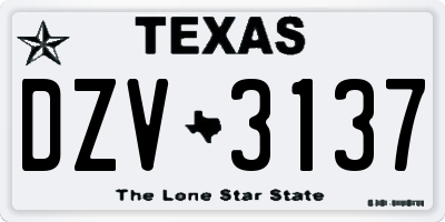 TX license plate DZV3137