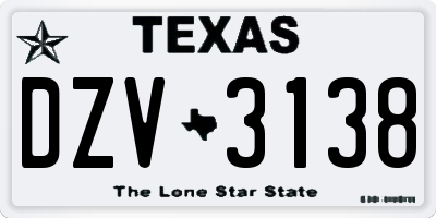 TX license plate DZV3138