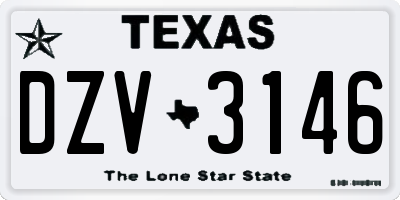 TX license plate DZV3146