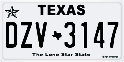 TX license plate DZV3147