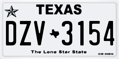 TX license plate DZV3154