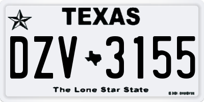 TX license plate DZV3155