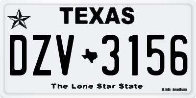 TX license plate DZV3156