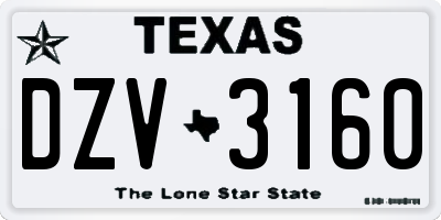 TX license plate DZV3160