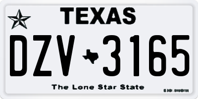 TX license plate DZV3165