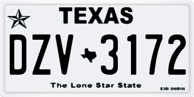 TX license plate DZV3172