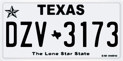 TX license plate DZV3173
