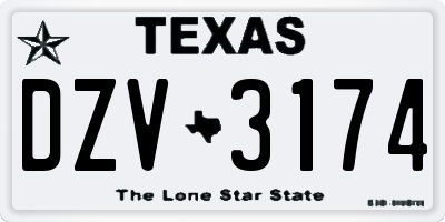 TX license plate DZV3174