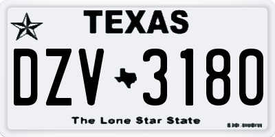 TX license plate DZV3180