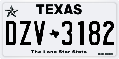 TX license plate DZV3182