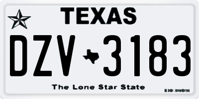 TX license plate DZV3183