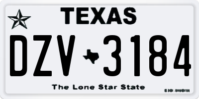 TX license plate DZV3184