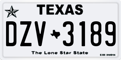 TX license plate DZV3189