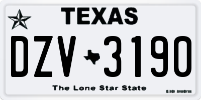 TX license plate DZV3190