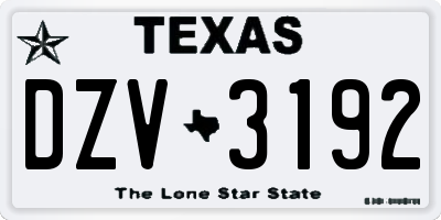 TX license plate DZV3192