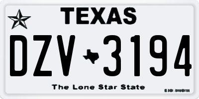 TX license plate DZV3194