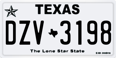TX license plate DZV3198