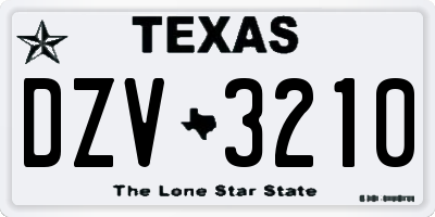 TX license plate DZV3210