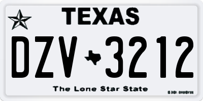 TX license plate DZV3212