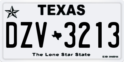 TX license plate DZV3213