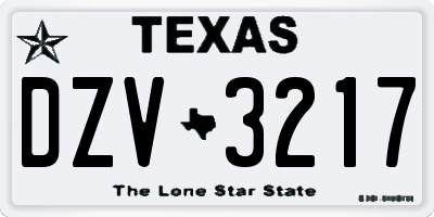 TX license plate DZV3217