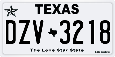 TX license plate DZV3218